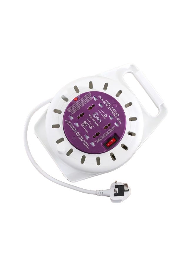 Levin Germany Portable Cable Reel 5M Extension Cord with 4-Way Socket, Overload Protection, 13A Fused Plug, 2500W Max Power - Image 1