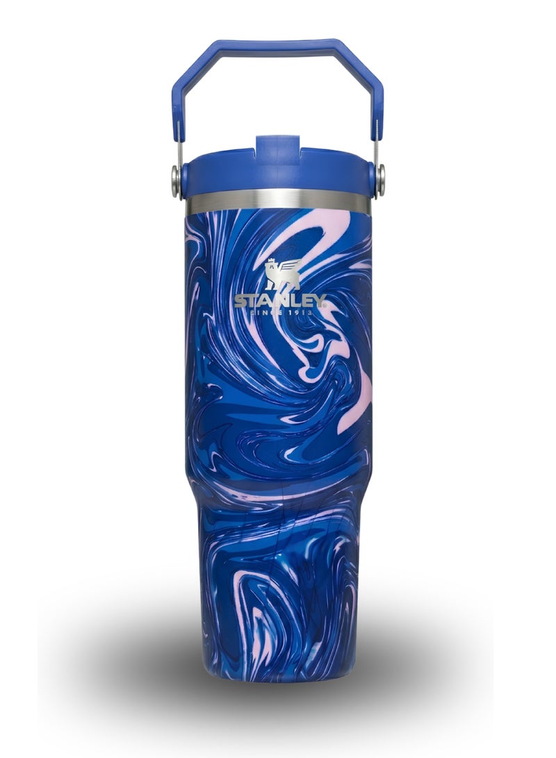 Stanley IceFlow 2.0 Fast Flow 30 oz Insulated Stainless Steel Tumbler with Handle – Leakproof BPA-Free Water Bottle with Twist-On Angled Spout Lid, Marbal Blue - Image 1
