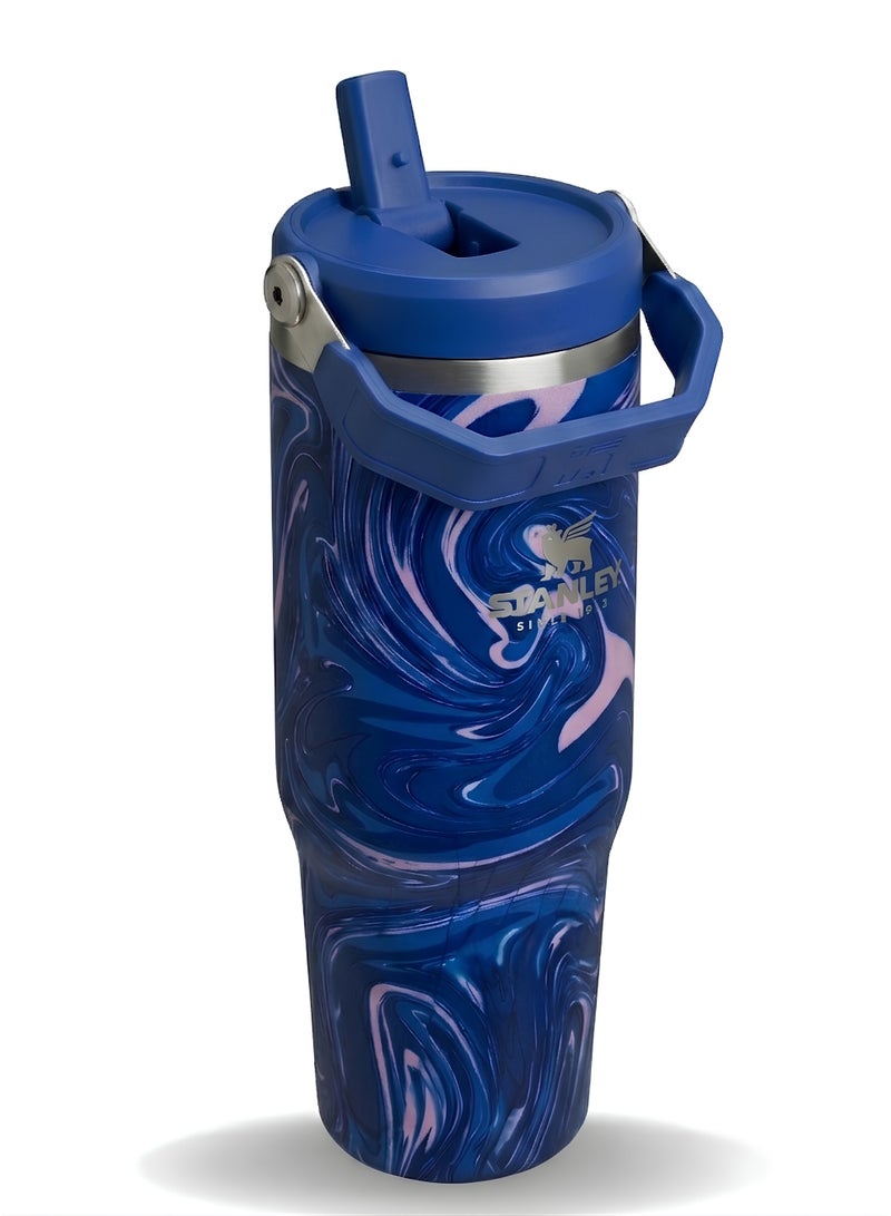 Stanley IceFlow 2.0 Fast Flow 30 oz Insulated Stainless Steel Tumbler with Handle – Leakproof BPA-Free Water Bottle with Twist-On Angled Spout Lid, Marbal Blue - Image 2