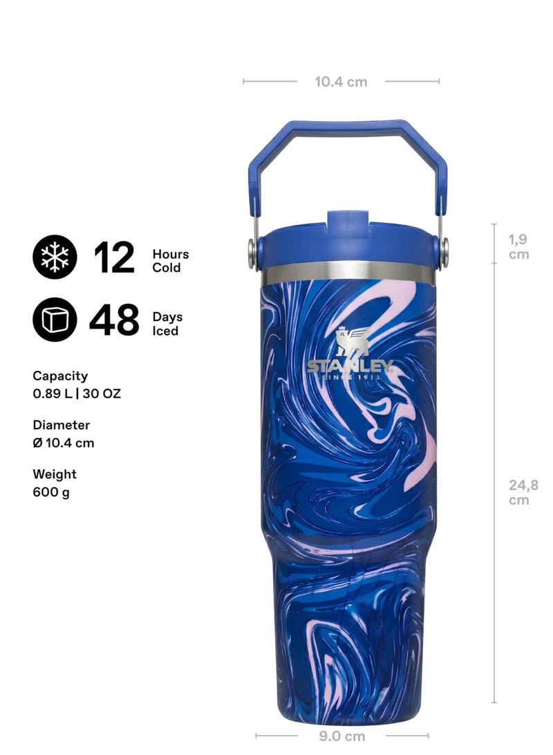 Stanley IceFlow 2.0 Fast Flow 30 oz Insulated Stainless Steel Tumbler with Handle – Leakproof BPA-Free Water Bottle with Twist-On Angled Spout Lid, Marbal Blue - Image 4