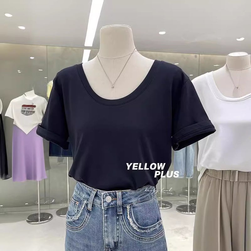 Super Hand-Feel Short Modal T-Shirt Women'S Niche Summer 2024 Slim-Fit Slimming Round Neck Short-Sleeve Solid Color Base Shirt - Image 2