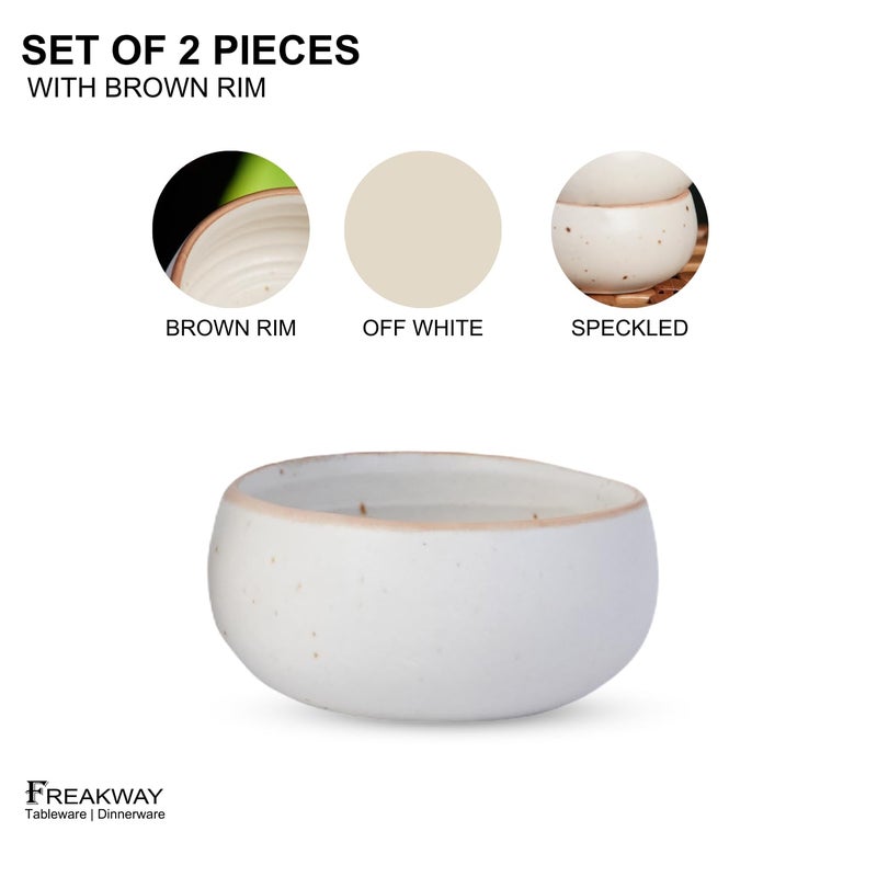 Freakway HandPainted Cream White Matte Finish Ceramic Bowl Set of 2 150ml Small Serving Soup Bowls Cereal Bowl Dessert BowlsChutney Bowl Dishwasher Microwave Safe Off White - Image 4