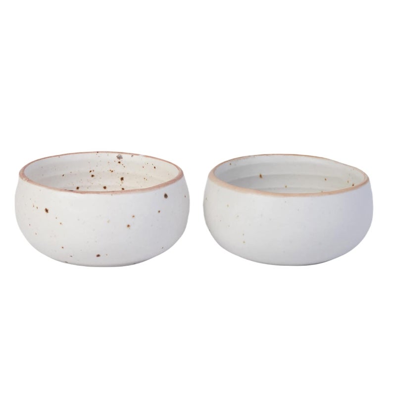 Freakway HandPainted Cream White Matte Finish Ceramic Bowl Set of 2 150ml Small Serving Soup Bowls Cereal Bowl Dessert BowlsChutney Bowl Dishwasher Microwave Safe Off White - Image 1