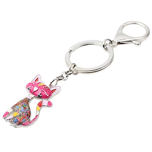 BONSNY Enamel Alloy Chain Cat Key Chains For Women Car Purse Handbag Charms (Red) - Image 3