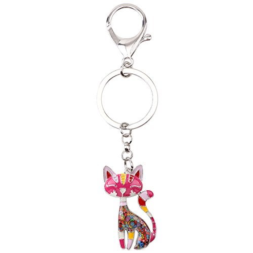 BONSNY Enamel Alloy Chain Cat Key Chains For Women Car Purse Handbag Charms (Red) - Image 4