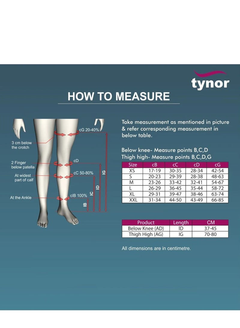 Tynor Medical Compression Stocking Thigh High Class 2 (Pair) I 70 - Image 4
