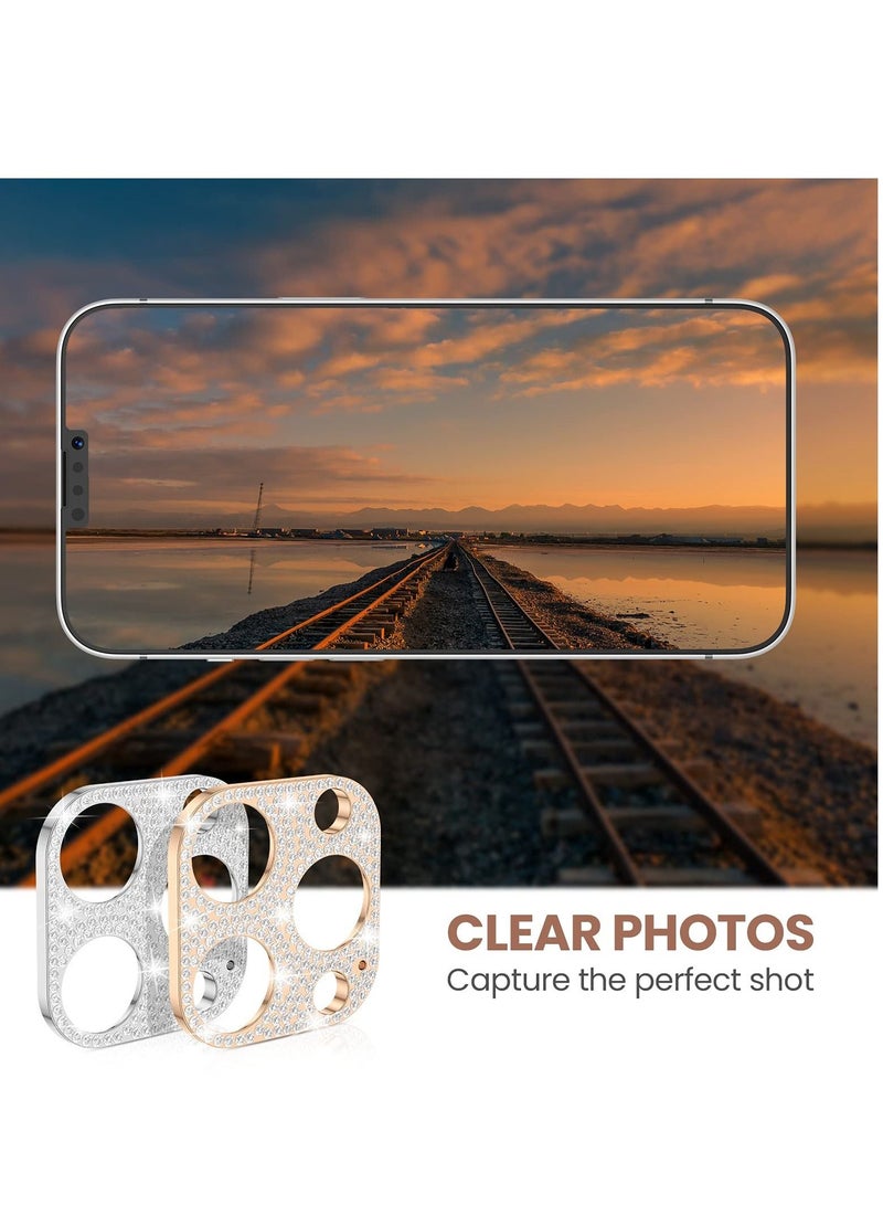 KASTWAVE [2022 NEW] for iPhone 14 Pro Max & iPhone 14 Pro Camera Lens Protector Bling [No Glass], for iPhone 14 Pro Max & 14 Pro, Glitter Diamond Metal Lens Cover Phone Accessories, Silver+Rose Gold - Image 4