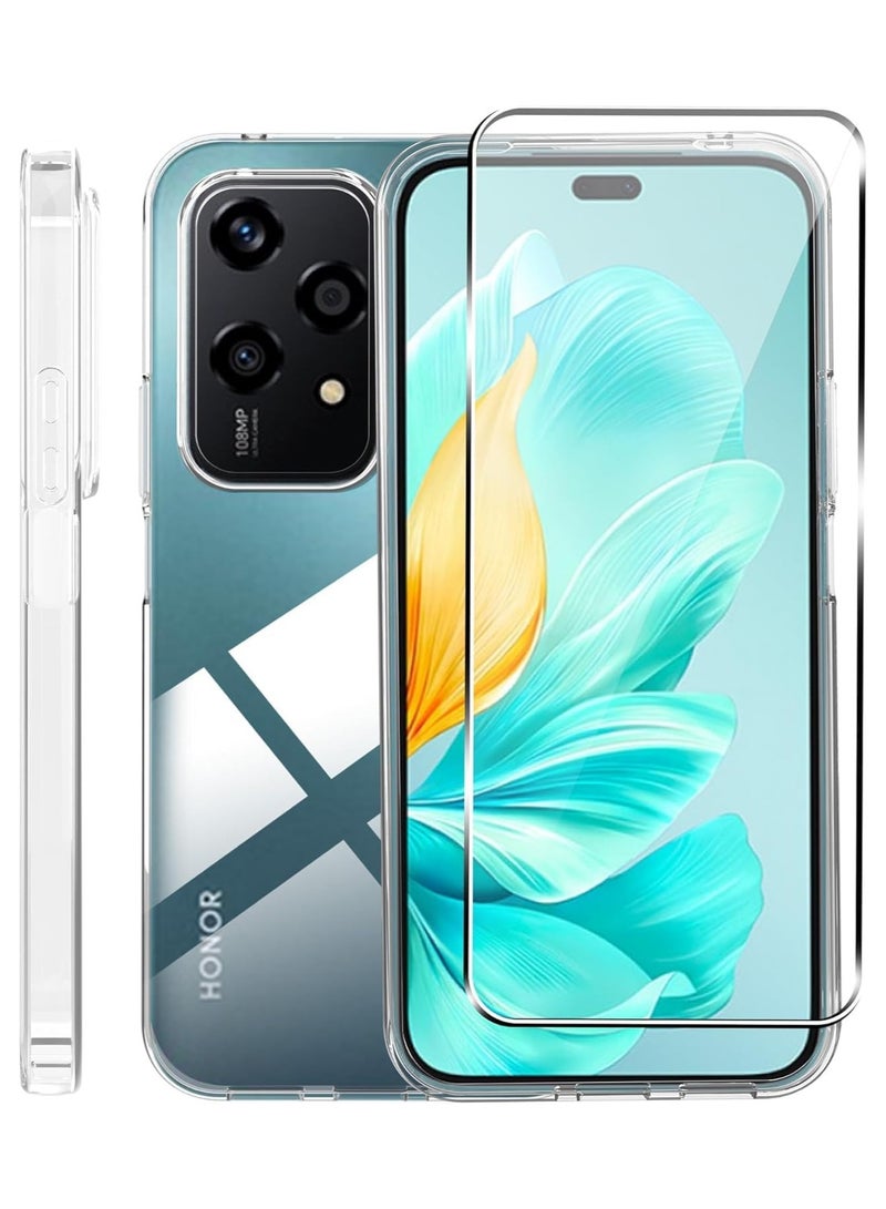 general حافظة متوافقة مع هاتف Honor 200 Lite 5G، مع عبوة واحدة من واقي الشاشة الزجاجي المقوى، حافظة شفافة رفيعة من السيليكون الناعم - Image 1