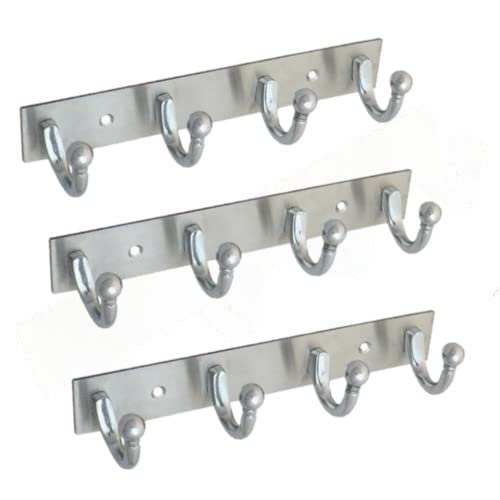 GHAR DWAR Heavy Duty Goli Stainless Steel Cloth Hanger Suitable for Bathroom Bedroom Kitchen Wall Hook Rail Hanging Scarf, Coat,Keys Tie Clothes Towel Door Robe Hanging (Pack of 1, Silver 4 Hook) - Image 3