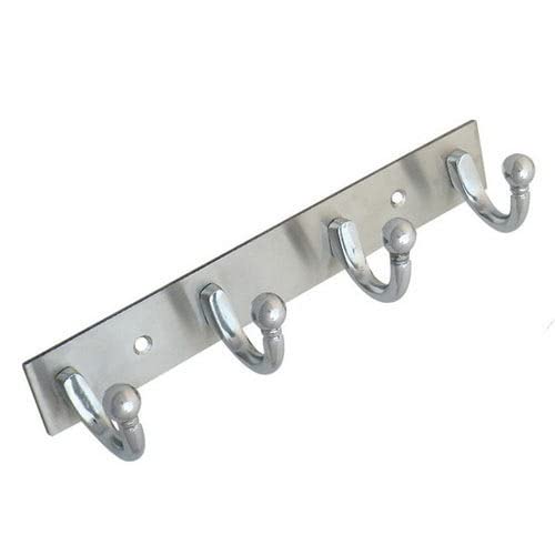 GHAR DWAR Heavy Duty Goli Stainless Steel Cloth Hanger Suitable for Bathroom Bedroom Kitchen Wall Hook Rail Hanging Scarf, Coat,Keys Tie Clothes Towel Door Robe Hanging (Pack of 1, Silver 4 Hook) - Image 4