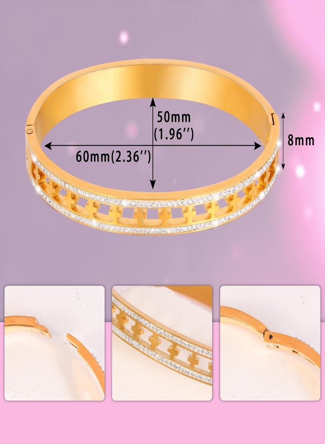 MILAKOO Stainless Steel Cross Religious Symbol Bangle Bracelet Cubic Zirconia Bangle for Women Christian Jewelry - Image 4