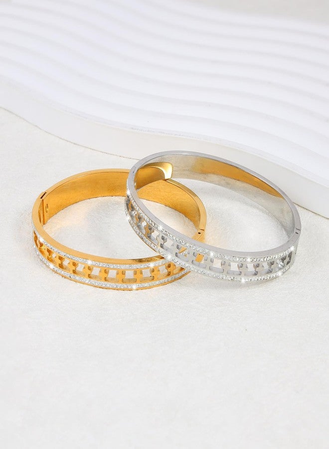 MILAKOO Stainless Steel Cross Religious Symbol Bangle Bracelet Cubic Zirconia Bangle for Women Christian Jewelry - Image 5