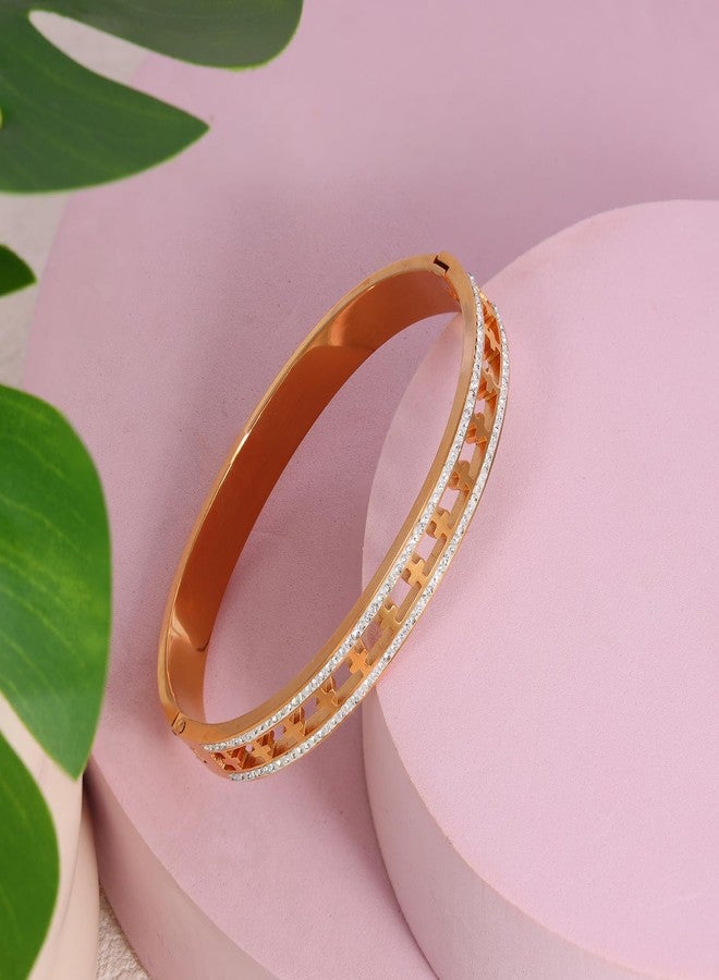 MILAKOO Stainless Steel Cross Religious Symbol Bangle Bracelet Cubic Zirconia Bangle for Women Christian Jewelry - Image 3