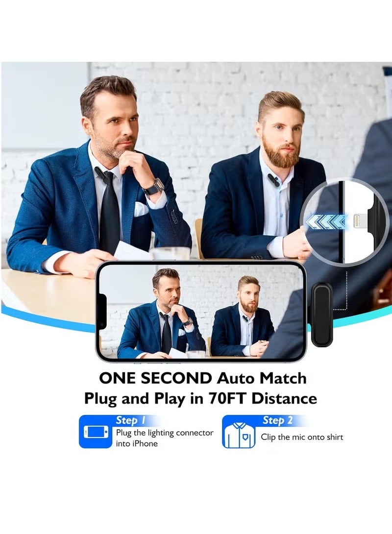 Wireless Lavalier Microphone for iPhone iPad, Plug and Play Mini Mic with Charging Bin Earbud for YouTube TikTok Live Streaming Gaming (2 Lightning Mics) - Image 3