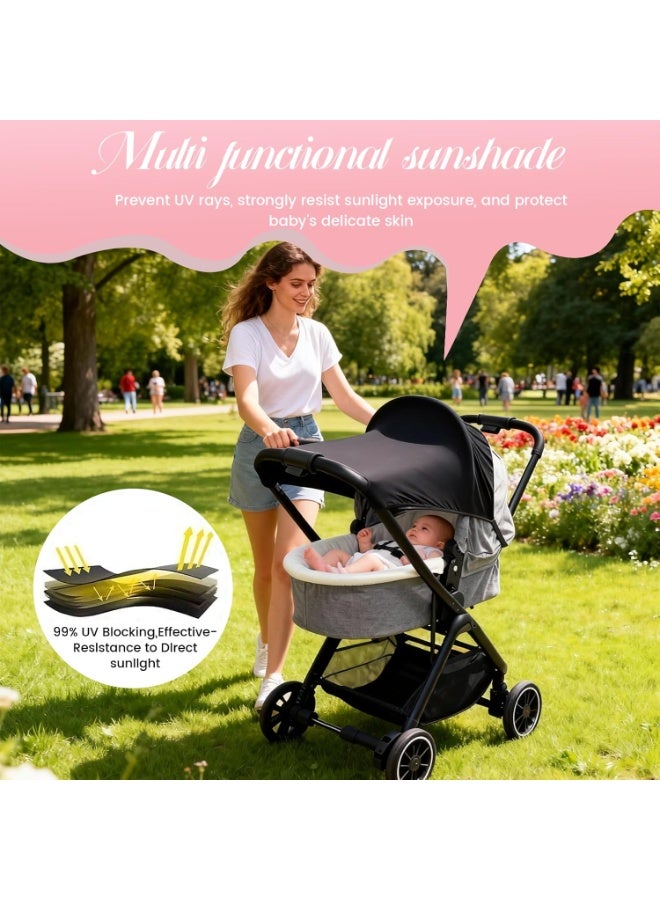 Universal Baby Stroller Sun Shade UV Protection Cover, Adjustable Canopy for Prams Infant Car Seats, Lightweight Foldable Sun Visor with Mosquito Protection, Fits Most Pushchairs for Outdoor Travel - Image 5