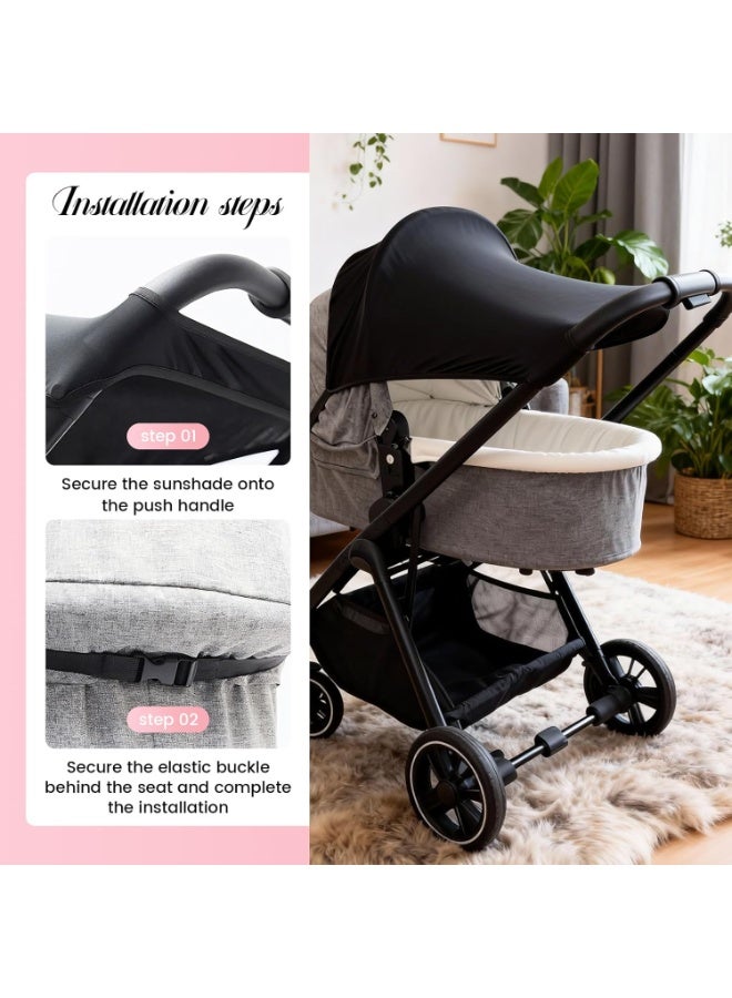 Universal Baby Stroller Sun Shade UV Protection Cover, Adjustable Canopy for Prams Infant Car Seats, Lightweight Foldable Sun Visor with Mosquito Protection, Fits Most Pushchairs for Outdoor Travel - Image 3