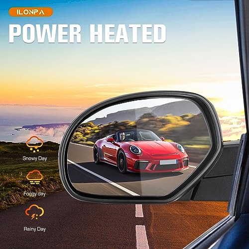ILONPA Towing Mirrors Rear View Mirrors fit for 2007 2008 2009 2010 2011 2012 2013 Chevy Avalanche Silverado Suburban GMC Sierra 1500 1500 2500 3500 Tahoe Yukon XL 1500 2500 Power Heated Side Mirror - Image 4