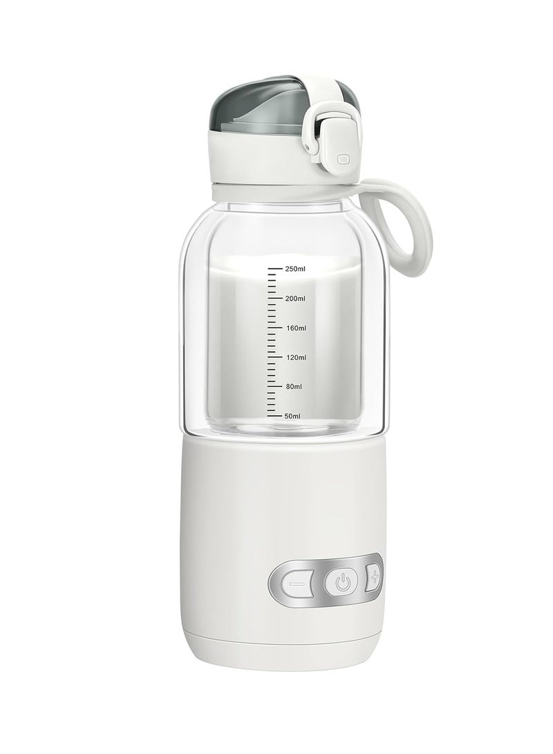 SYOSI Portable Bottle Warmer, Electric Baby Bottle Shaker For Travel, Bottle Warmer For Breastmilk, Rechargeable 15000Mah Cordless Baby Bottle Warmer, 98ºf-131ºf/Double-Glazed, Fast Charge White - Image 1