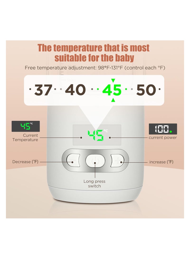 SYOSI Portable Bottle Warmer, Electric Baby Bottle Shaker For Travel, Bottle Warmer For Breastmilk, Rechargeable 15000Mah Cordless Baby Bottle Warmer, 98ºf-131ºf/Double-Glazed, Fast Charge White - Image 2
