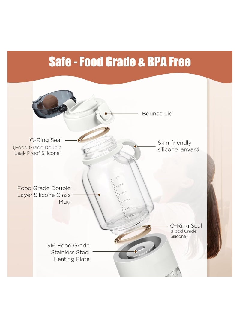 SYOSI Portable Bottle Warmer, Electric Baby Bottle Shaker For Travel, Bottle Warmer For Breastmilk, Rechargeable 15000Mah Cordless Baby Bottle Warmer, 98ºf-131ºf/Double-Glazed, Fast Charge White - Image 5