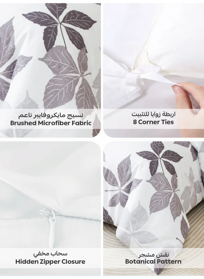 Donetella KING (200x200 cm) Printed Duvet Set, King Size Fits 200x200 cm - 6-Pcs Bed Set, Brushed Microfiber Fabric - 1 Duvet Cover, 1 Fitted Sheet, 2 Pillow Shams, 2 Pillowcases (Filler Not Included)  | Best Price UAE