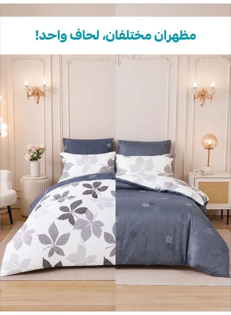 Donetella KING (200x200 cm) Printed Duvet Set, King Size Fits 200x200 cm - 6-Pcs Bed Set, Brushed Microfiber Fabric - 1 Duvet Cover, 1 Fitted Sheet, 2 Pillow Shams, 2 Pillowcases (Filler Not Included)  | Best Price UAE