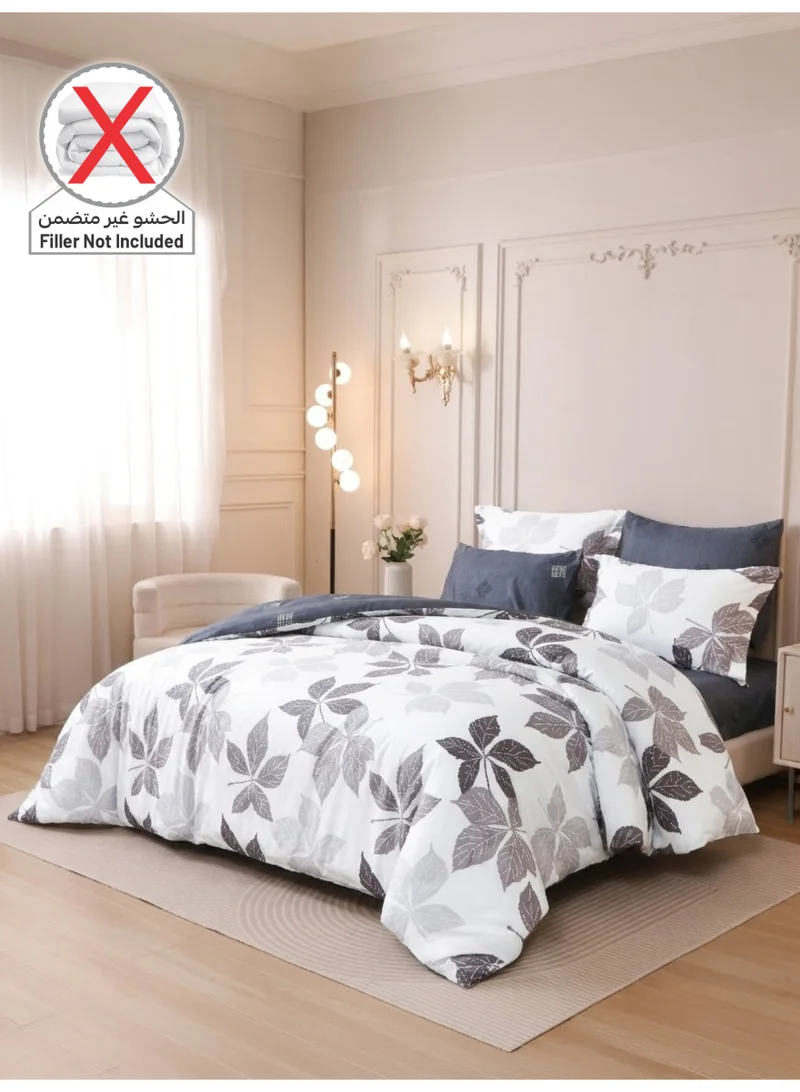 Donetella KING (200x200 cm) Printed Duvet Set, King Size Fits 200x200 cm - 6-Pcs Bed Set, Brushed Microfiber Fabric - 1 Duvet Cover, 1 Fitted Sheet, 2 Pillow Shams, 2 Pillowcases (Filler Not Included)  | Best Price UAE