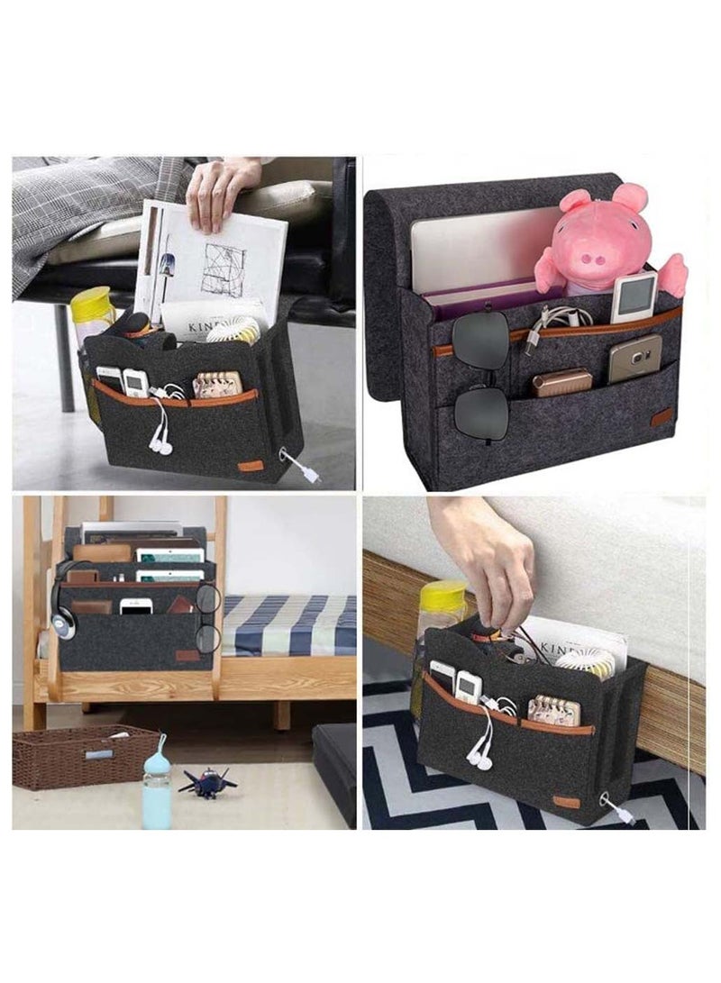 SYOSI Bedside Organiser Pocket Slip Resistant Bed Pocket orgainser Felt Hanging Storage Organizer for Bed Rails Sofa Bunk Bed Felt Bedside Storage Caddy for Books Glasses Phone Tablet Remote - Image 2