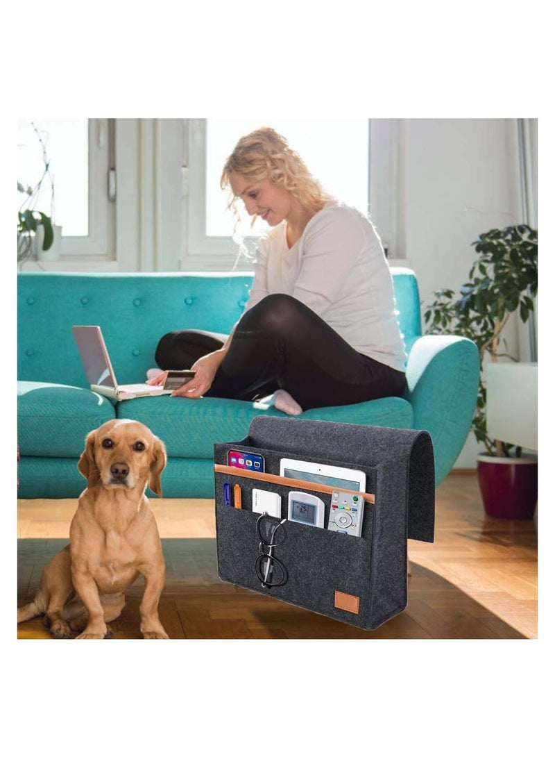 SYOSI Bedside Organiser Pocket Slip Resistant Bed Pocket orgainser Felt Hanging Storage Organizer for Bed Rails Sofa Bunk Bed Felt Bedside Storage Caddy for Books Glasses Phone Tablet Remote - Image 5