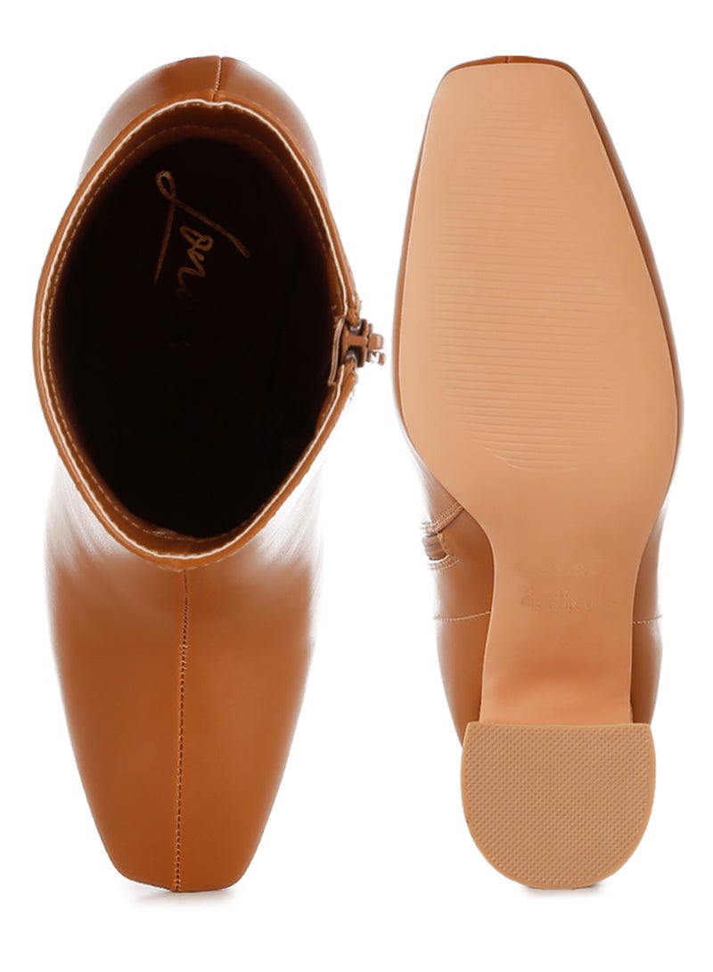 لندن راج أحذية الكاحل النسائية ذات المقدمة المربعة من لندن راغ باللون البني الفاتح - Image 4