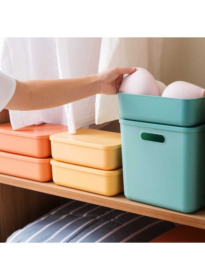 Morandi Color Plastic Storage Box Wardrobe Underwear Socks Storage Box Snack Toy Organizer Box With Lid Storage Box - Image 4