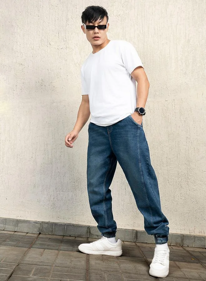 Hubberholme Mid Rise Relaxed Fit Cuffed Jeans by Styli