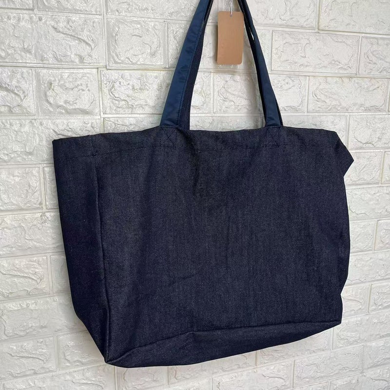 Japan And South Korea -Selling Ap Oversized Thickened Printed Double-Sided Denim Tote Bag Large Capacity Fabric Shopping Bag - Image 4