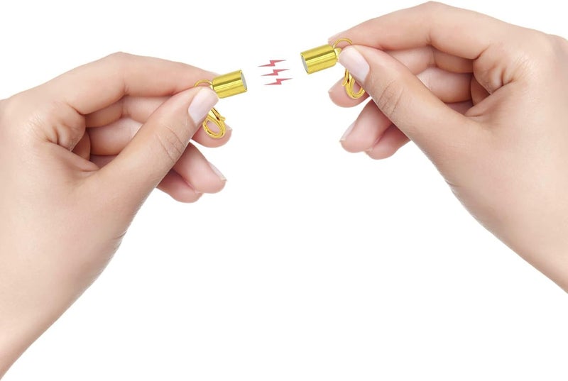 Bonison 12 Pack Magnetic Necklace Clasps and Closures. Necklace Jewelry Extender with Strong Magnet. for Jewelry Necklace Bracelet Making. Gold and Silver Plating (12Pcs | Gold Cylinder) - Image 4