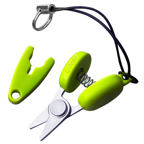 CANARY Mini Travel Scissors 1.3" - TSA Approved Portable Tiny Scissors for Yarn, Sewing, Paper - Micro Keychain Snips with Safety Cap, Japanese Stainless Steel Blade, Made in Japan, Green - Image 1