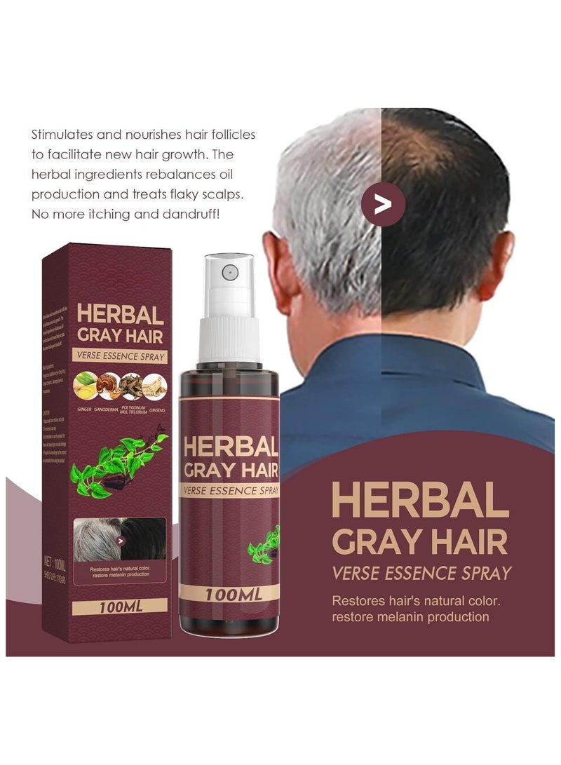 SOUTH MOON 1pcs Herbal Spray for Gray Hair, 100ml Herbal Gray Hair Reverse Essence Spray for Men and Women - Image 2