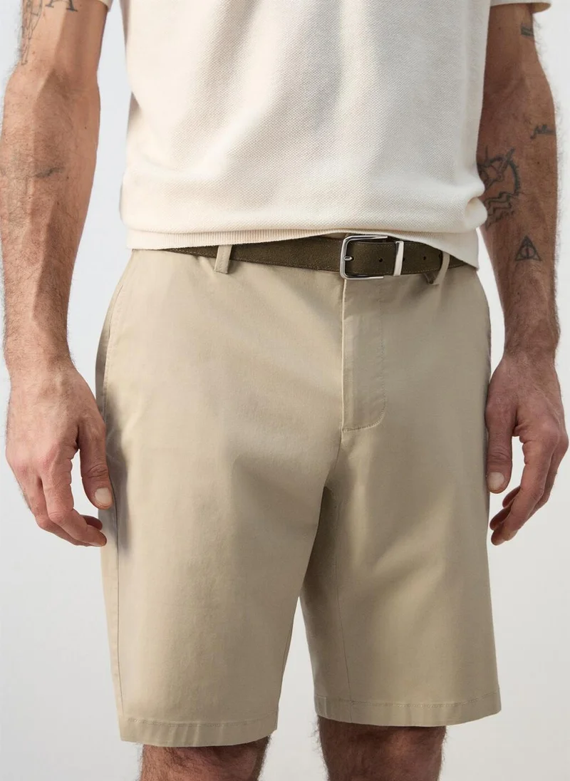 Mango Man  Slim-Fit Chino Cotton Bermuda Shorts for Men | Best Price UAE