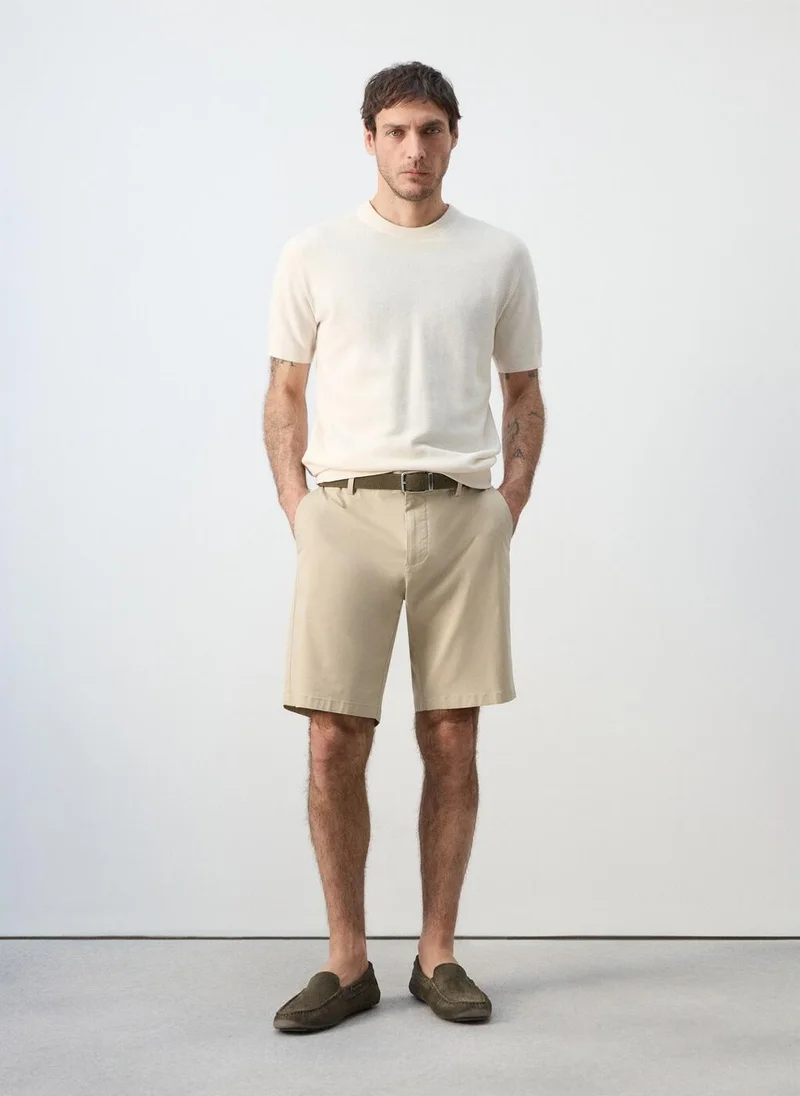 Mango Man  Slim-Fit Chino Cotton Bermuda Shorts for Men | Best Price UAE