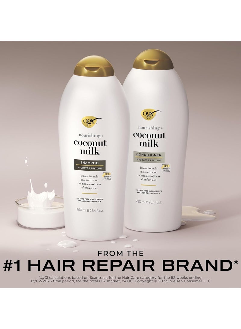 Ogx شامبو وبلسم حليب جوز الهند المغذي، مجموعة، 25.4 أونصة سائلة (عبوة من 2) - Image 4