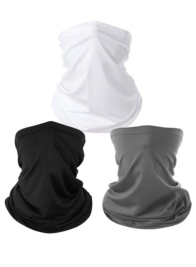 Depend 3 Pieces Sun UV Protection Face Mask Breathable Outdoor Cycling Neck Scarf Set Black/White/Grey - Image 1