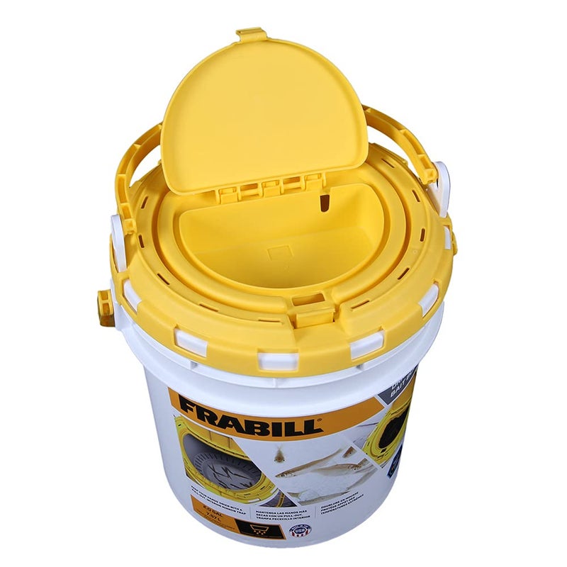 Frabill Drainer Bait Bucket | Dual Bait Storage Bucket,White/Yellow - Image 3