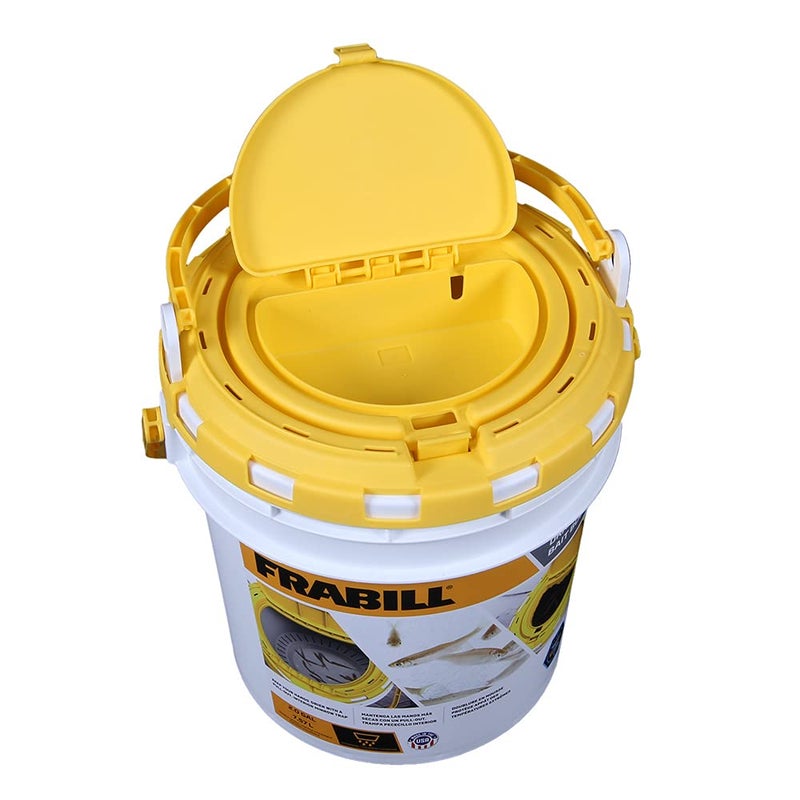 Frabill Drainer Bait Bucket | Dual Bait Storage Bucket,White/Yellow - Image 4
