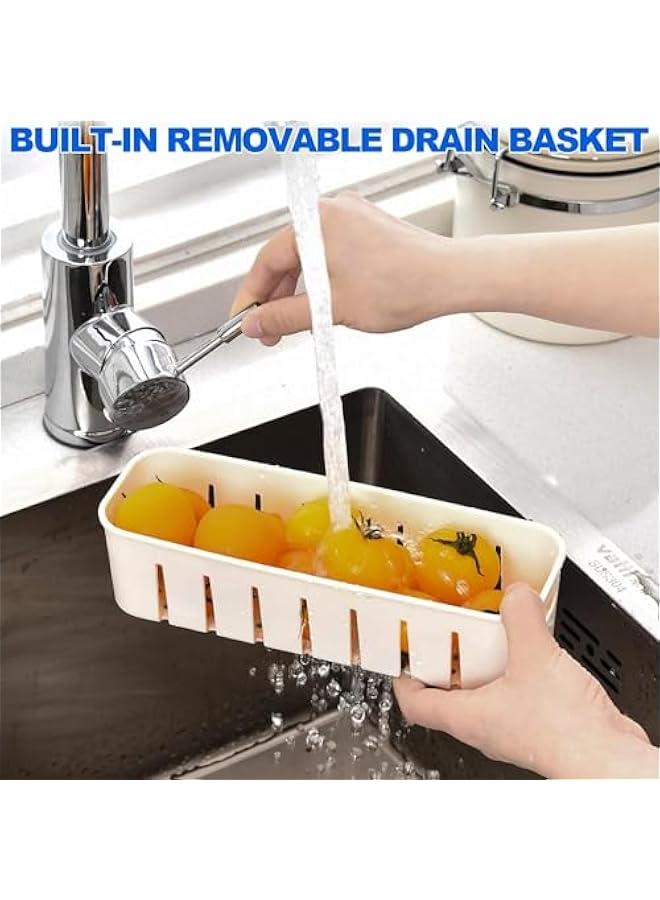 هوكور صندوق منظم للثلاجة من ار سي كو، حاوية تخزين الطعام والفواكه للثلاجة مع 4 سلال تصريف في حاوية واحدة، حاوية مصافي خضروات مع غطاء بمقبض، صندوق واحد / مجموعة من لون ابيض - Image 4