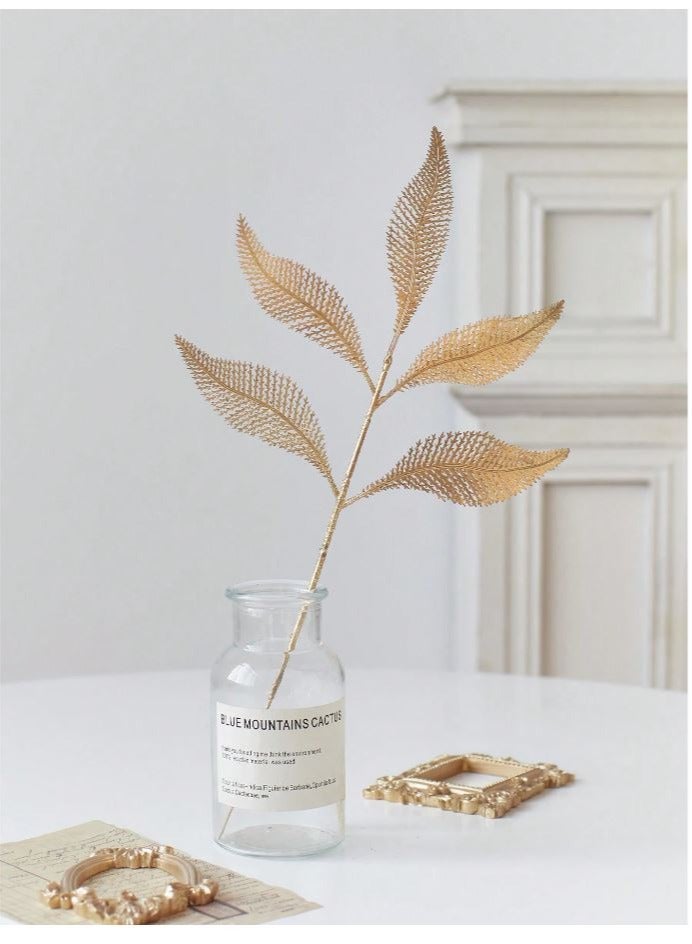 2pcs Artificial Glitter Gold Leaf Fake Plants for Indoor Outdoor Party Wedding Table DIY Decor - Image 5