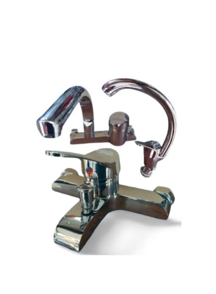 Heavy duty brass mixer set, metal and crystal