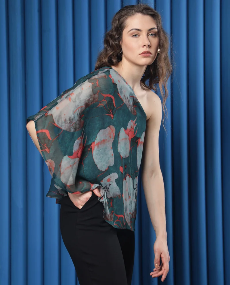 Rareism Women's Floral Off-Shoulder Chiffon Top