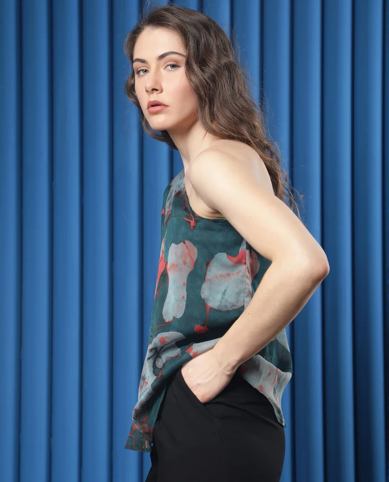 Rareism Women's Floral Off-Shoulder Chiffon Top