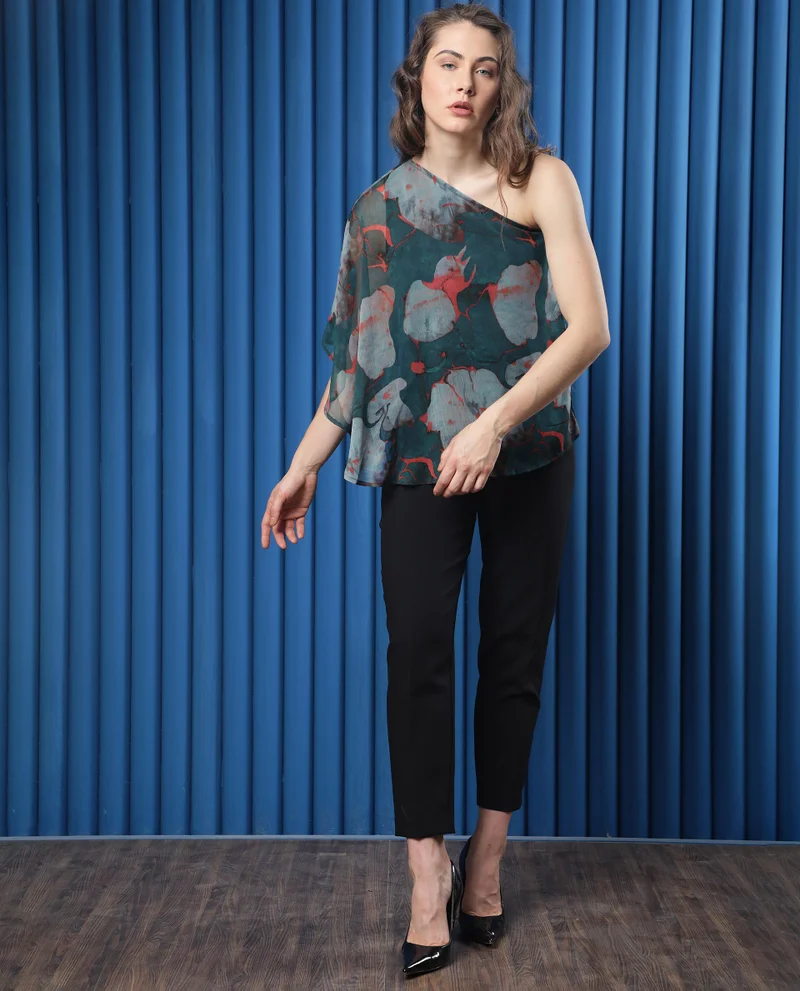 Rareism Women's Floral Off-Shoulder Chiffon Top