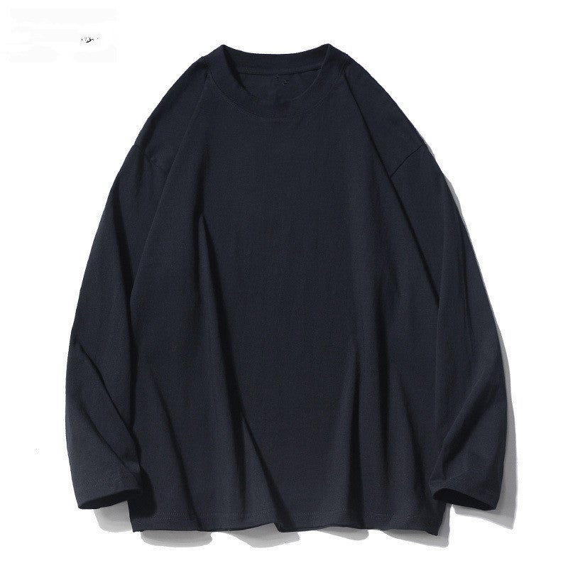 Japanese high street heavyweight pure cotton long-sleeved T-shirt spring and autumn new style male and female student couple loose casual round neck versatile - Image 2