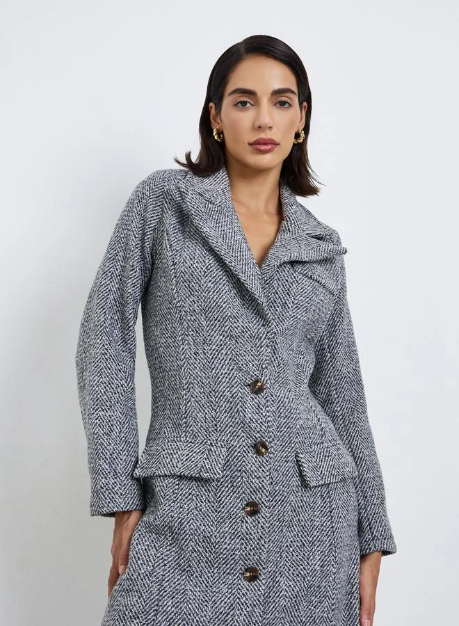 ستايلي فستان بليزر ميدي بمظهر تويد